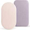 Bearmoss Bassinet Sheets - 2 Pack Muslin Cotton Bassinet Sheets Fits Oval and Rectangle Bassinet Mattress, Breathable and Skin-Friendly for Baby Boy and Girl (Light Pink&Purple)