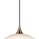 Metal Pearled White and Brass Coastal Saucer Pendant