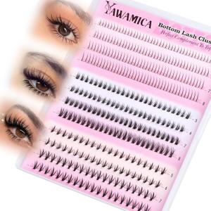 Yawamica Bottom Lash Clusters DIY Lower Eyelash Extensions 5-8mm 3 Styles Mixed Eyelash Clusters Wispy Cluster Eyelash Extensions Natural Bottom Individual Lashes 240pcs Clusters Lashes DIY Under Lash