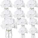 Flowers in Mason Jars for Table, 10 Set Artificial Hydrangea Table Centerpieces Glass Flowers Vases Decor for Home Party Wedding Farmhouse Bridal Shower Graduation Boho Decorative(White)