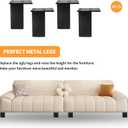 Saim Metal Furniture Legs, Square Metal Cabinet Support Foot for Sofa, Cabinet, Bookshelf, Bed and Table - 4Pcs 3inch Black
