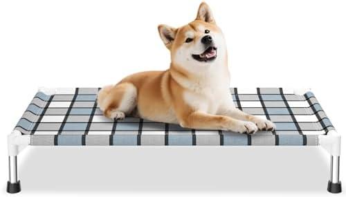 Caghash Elevated Outdoor Raised Dog Bed Outdoor Dogs Bed Lifted Pet Bed Dog Cot for Medium Pet Taste Life, Start with A Pet Bed 34'' x 20'' x 6.5''