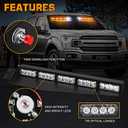 XRIDONSEN Emergency Visor Lights Bar Interior Windshield Strobe Lights 40 LED Amber Warning Flashing w/White Take Down Deck Split Mount for Construction Vehicles Snow plow Trucks (2x17 inch) (Yellow/Amber)