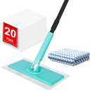 KeFanta Sweeper Mops for Floor Cleaning, 2-in-1 Mops Kit Compatible with Swiffer Pads, Disposable Dust Mop with 20 Dry Cloths, 1 Washable Microfiber Cloth for Hardwood Kitchen Bathroom Pet Hair