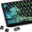 HITIME x XVX Kanagawa Keycaps 60 75 100 Percent - Shine Through Keycaps w/IMD Tech, for Mechanical Keyboards, Full 118 Key Set, OEM Profile, Lines Backlit, Side Printed - Black