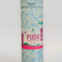 Manna Push Stainless Steel Bottle, 28 oz (768 ml), in a light blue patterned design.
