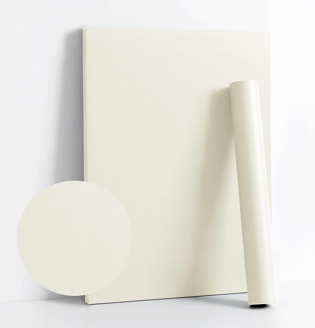 Dimoon 236''x17.7'' White Peel and Stick Wallpaper Contact Paper Modern Self Adhesive Wall Paper Removable Renter Friendly Textured Solid Color Shelf Cabinet Vinyl Roll (236''x17.7'',Cream White)