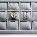 Oirlv Premium Velvet 12 Grid Jewelry Organizer Tray with Removable Pillow Watch Organizer Jewelry Tray Bracelet Bangle Watch Display Holder