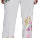 KARL LAGERFELD Paris Women's Printed Floral Pant, Soft White, 12