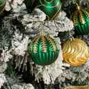 3.15" Luxury Christmas Tree Balls Ornaments, 16Pcs Colored Shatterproof Plastic Hanging Ornaments Set for Christmas Trees Decor/Wedding/Holiday/Party (Gold & Green)