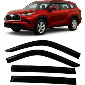 2020-2026 Tape-On Side Window Visor Deflectors for Toyota Highlander LE XLE XSE Hybrid Smoke Tinted Rain Guards 2020 2021 2022 2023 2024