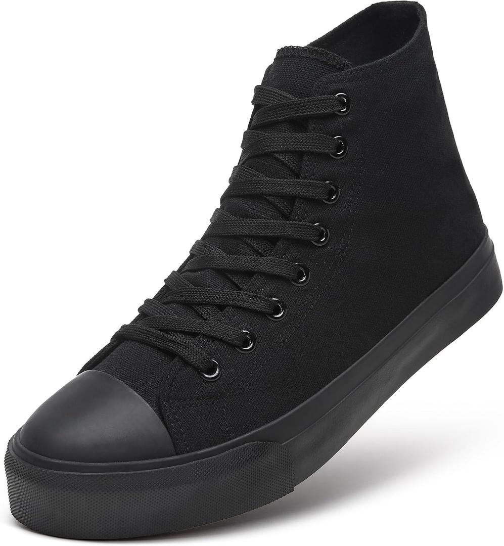 ZGR Men's High Top Canvas Sneakers Lace Up Classic Casual Walking Shoes (Black, 11)