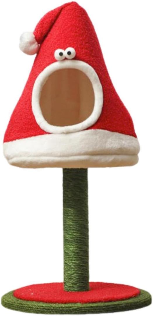 Cat Bed Cave House Portable Cats Hut Scratch Resistant Removable Christmas Hat Decorative Tent Indoor Outdoor- 40cmx80cm