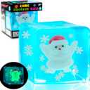 Christmas Santa Claus Squishy Fidget Toy, Squishy Cube with Santa Claus & Snowflake Design, Tactile Anxiety Relief Desk Fidget for Adults, Glow in The Dark, Festive Holiday Stocking Stuffer Gift