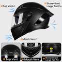 Motorcycle Helmet Bluetooth, DOT Approved Modular Motorcycle Helmets with Dual Visor, Flip Up Full Face Helmet for Adults Men Women XL: 61-62 cm