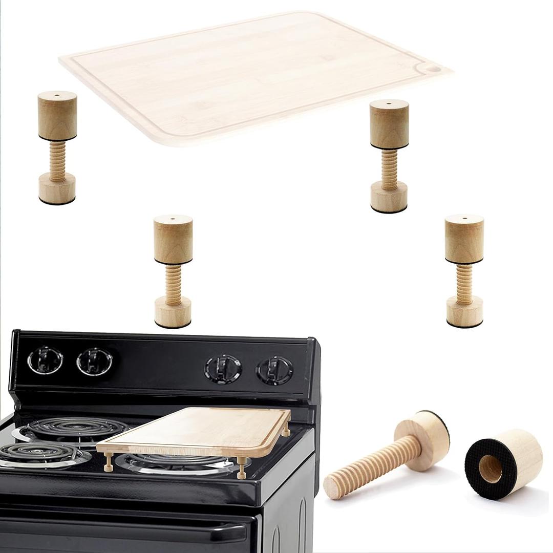 Cutting Board Adjustable Feet, Wood Adjustable Feet for Countertop Cutting Board- Kit to Elevate and Skid-Proof Your Chopping Boards (Not included Boards)