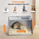 XXL Stainless Steel Litter Box with Lid, Enclosed Metal Cat Litter Box, High Sides Anti‑Splash Cat Toilet, Easy Clean Rustproof Stainless Steel Litter Pan for Large Cats Multiple Cats