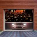 Halloween Garage Door Decorations,7 x 8 ft Pumpkin Halloween Garage Door Cover Scary Halloween Backdrop for Home Outdoor Indoor Party Yard Wall Decorations