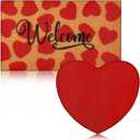 2 Pcs Coir Doormat Red Heart Pattern Welcome Heart Shaped Mat Non-Slip Doormat Front Porch Rugs for Indoor Outdoor Home Bathroom Decor, 16 x 28 Inches