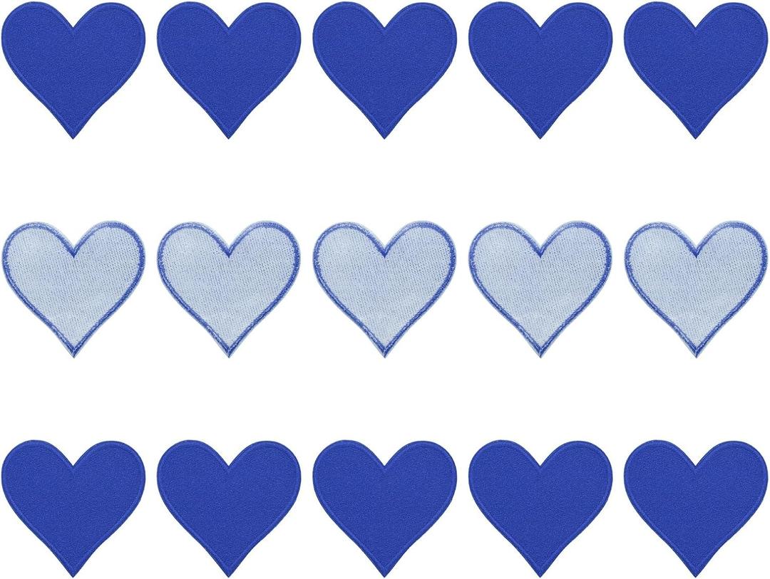 uxcell Heart Shaped Iron on Patches Dark Blue Embroidered Applique Patches Sew on Patch for Clothing Jackets Backpacks Repairing Decorations Pack of 15,2.8"x2.7"