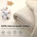 Yoofoss Muslin Blanket 100% Organic Cotton Large Twin Size 60" x 80" for Bed Couch Summer Gauze Blanket for Adults Lightweight and Breathable Apricot White