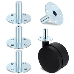 Moxweyeni 4 Pcs Caster Socket Broad Brimmed Hat Sockets for 7/16" Caster Stem Stainless Steel Sleeve Inserts for Piano Furniture Dolly Carts and Musical Equipment Wheels Hardware