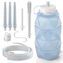 Smokitcen Collapsible Silicone Enema Bag Bottle Kit with 5.3ft Enima Hose, 5 Enema Tips, Controllable Flow Valve, 1.2 L Capacity Silicone Enama kit for Coffee and Water Colon Cleanse