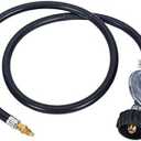 GasSaf 4FT 0-10PSI Adjustable High Pressure Propane Regulator Grill Connector with Hose for Tabletop Grill,Fire Pit Table, Turkey Fryer,Fish Fryer and More