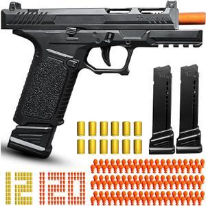 Automatic Shell Ejecting Pistol, Soft Bullet Shooting Toy for Boys, Educational Realistic Model Shooting Game, Gifts for Kids 8+ (Black)