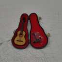 Wooden Miniature Guitar with Stand and Case Mini Musical Instrument Guitar Replica Collectible Figurines Dollhouse Accessories Model Home Decoration Display Ornament (5.12"x1.85"x0.67")