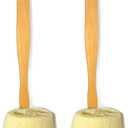 2 Pack Natural Exfoliating Loofah luffa loofa Bath Brush On a Stick - with Long Wooden Handle Back Brush for Men & Women - Shower Sponge Body Back Scrubber