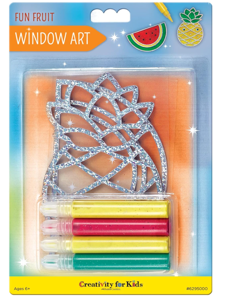 Creativity for Kids Window Art Fun Fruits - Paint and Decorate 2 Suncatchers, Create Your Own Window Art for Kids 2 Pack