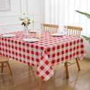 Red and White Checkered Tablecloth Rectangle Buffalo Plaid Gingham Table Cloth - Oblong 60" X 84" Polyester Table Cover Reusable Water Resistant Wipeable for Spring Summer Holiday Kitchen Decorations