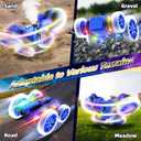 360Rotating Remote Control Car, 4WD RC Cars with Cool Spray, 2.4Ghz Double Sided RC Stunt Truck for 6-13 Year Old Boy Toys Birthday Gift (Blue)