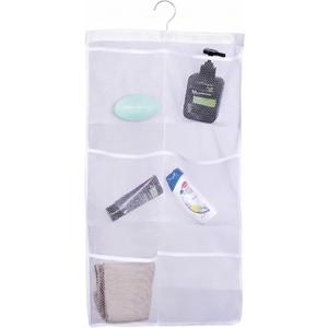 ALYER 6 Storage Pockets Hanging Mesh Shower Caddy,Space Saving Bathroom Accessories and Quick Dry Bath Organizer with Hanger,White