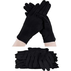 SATINIOR 60 Pcs Cotton Glove Stretchy Work Glove Reusable Mitten for Men Women Hand Dry Art Coin Handling Jewelry (Large, Black)