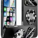 Togotomars Magnetic Case for iPhone 16 Pro Max Matte PC Shell, Camera Lens Protection, Compatible with MagSafe Kickstand, Durable Slim Phone Case (Black)