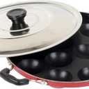Non Stick Appam Maker 12 Cavity Appam Patra Pan with 2 Side Handle And Stainless Steel Lid