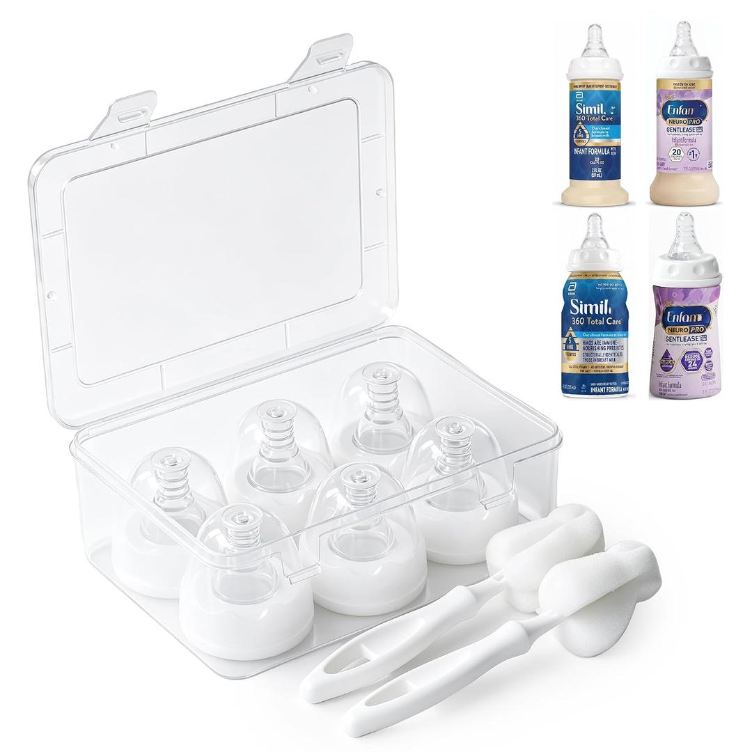 6PCS Standard Flow Nipples, 9ml/min, Reusable, Anti-Colic&Vented Nipples | Compatible with Similac/Enfamil Ready to Feed & Most Standard Bottles, Food-grade, comes with Storage Box & 2 Nipple Brushes