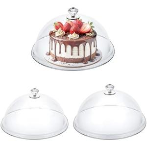 Alrhso 2Pcs Clear Acrylic Cake Cover Dome 8" 12" Cake Stand Cover Round Cakes Cloche Dome Food Display Covers for Freshness Dessert Cheese Display Serving Platter