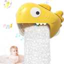 Baby Bath Toys, Automatic Bubble Machine with 12 Music, Bathtub Toys for Toddlers, Yellow, Sharks Theme