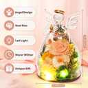 Gifts for Mom Birthday Gifts for Women, Preserved Rose in Glass Angel Figurines, Forever Flowers for Delivery, Anniversary Real Rose Gift for Grandma Wife Her from Daughter