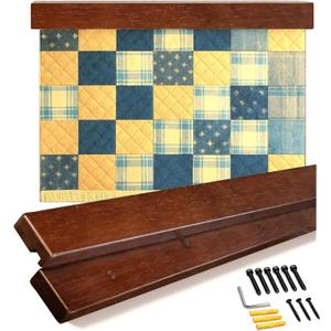 Dacri Home Quilt Hanger for Wall Display - 48 Inch Tapestry Hanger from Premium Teak Wood - Safe Mount Quilt Rack for Heavy Rugs, Tapestries, and Other Wall Hangings (Light Wallnut Stain)