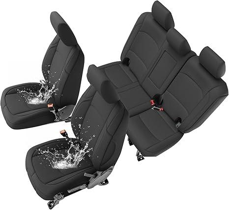 GIANT PANDA Neoprene Seat Covers for Jeep Wrangler JL 4-Door (2018-2026), Neoprene Waterproof Seat Covers W Armrest Cover, Foam Padded for Full Set (Black)