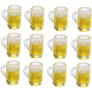 12Pcs Beer Cup, Miniature Cups, Dollhouse Mug Model for Miniature Dollhouse Accessories with Realistic Looking Beer Practical Processed Party Accessories, Decorations
