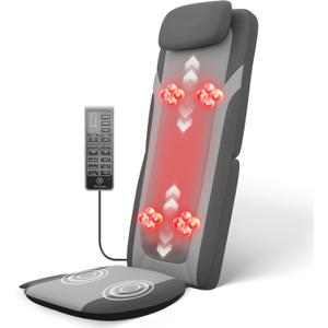 Snailax Back Massager for Full Back Pain Relief Deep Tissue, Long Track Dual 3D Shiatsu Rollers 3 Height Settings Foldable Massage Chair Pad with Heat, Vibration Heated Seat Cushion, Gifts for Mom Dad (Grey)