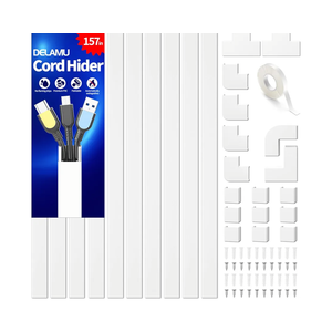 Delamu Cord Hider, 157in Wire Covers for Cords on Wall, Premium Cable Hider Cord Covers for Wires, Cable Management Wire Hiders for TV, Cable Raceway Kit, W0.95 H0.55in, White