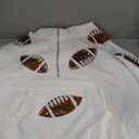 SeekMe Womens Game Day Sweatshirts Football Sequin Hoodies Tailgate Outfits Long Sleeve Zipper Sweaters with Pocket (Small, White)