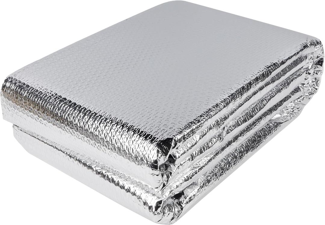 winemana Window Insulation Roll, 48IN x 15FT Reflective Heat Shield Bubble Film, Double-Sided Aluminum Foil Insulation, Weatherproof Garage Door Cover for Windows, RV, Basement, Winter & Summer