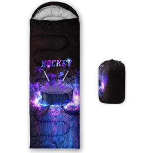 QOOMO Camping Sleeping Bags,3 Season Warm & Cool Weather,Lightweight,Waterproof Sleeping Bags for Adults & Kids,Traveling,and Outdoors,Camping Gear Equipment (Ice Hockey 2)